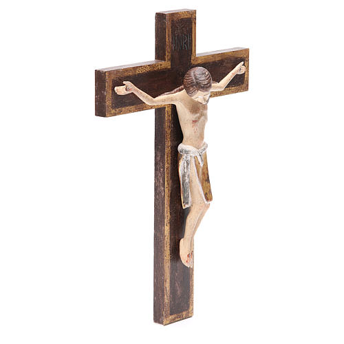 Krucyfiks w stylu romańskim drewno Valgardena 65cm Antyczne Złoto 4