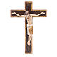 Crucifixo românico madeira Val Gardena 65 cm Antigo Gold s1