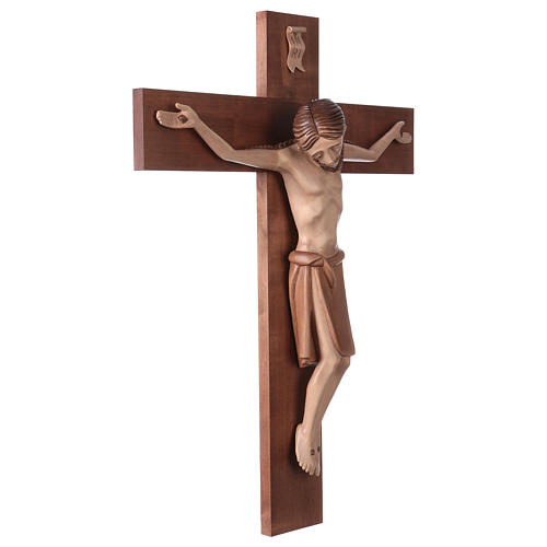 Crucifixo românico madeira pátina múltipla Val Gardena 5