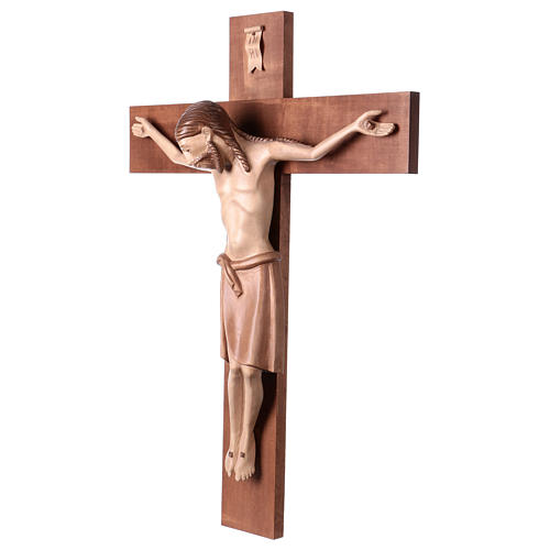 Romanesque crucifix, multi-patinated Valgardena wood 3