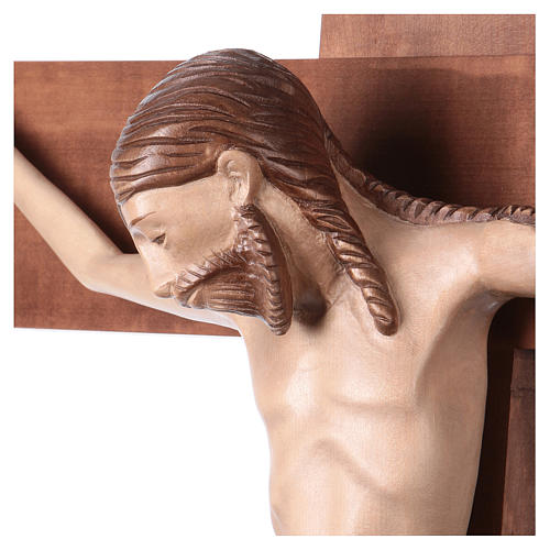 Romanesque crucifix, multi-patinated Valgardena wood 4