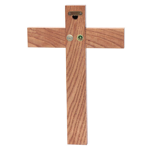 Crucifixo românico madeira natural encerada Val Gardena 25 cm 4