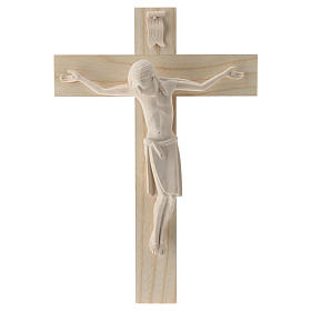 Crucifix in Romanesque style, natural Valgardena wood