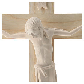 Crucifix in Romanesque style, natural Valgardena wood
