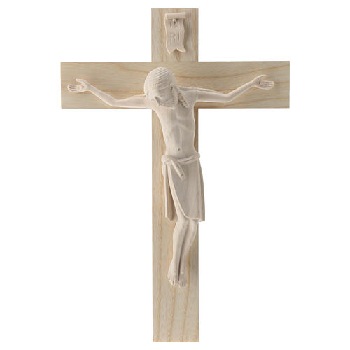 Crucifix in Romanesque style, natural Valgardena wood 1