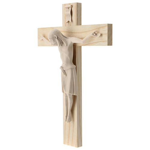 Crucifix in Romanesque style, natural Valgardena wood 3