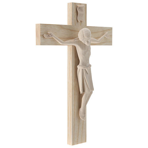 Crucifix in Romanesque style, natural Valgardena wood 4