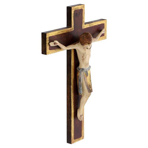 Crucifix roman 25cm bois Ancien Or Valgardena 4