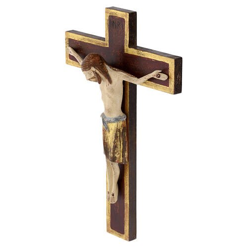 Crucifix in Romanesque style, Valgardena wood Old Antique gold 3