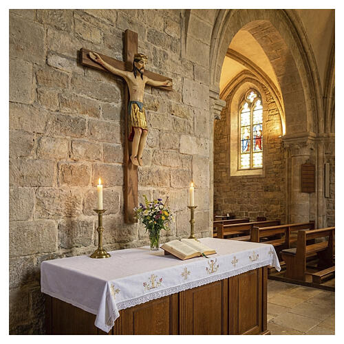 Crucifijo de Altenstadt románico, madera Valgardena, Antiguo Dor 2
