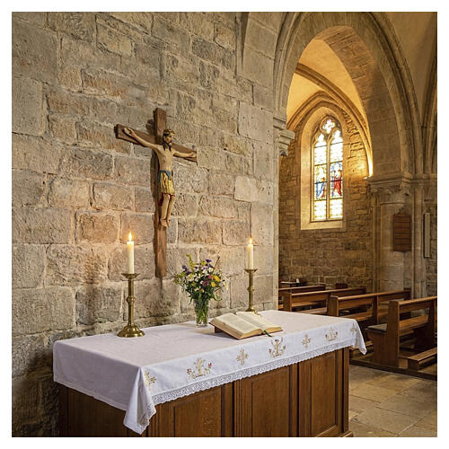 Crocefisso di Altenstadt romanico legno Valgardena Ant. Gold 4