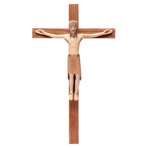 Romanischer Altenstadt Kruzifix aus Grödnertal Holz patiniert 1