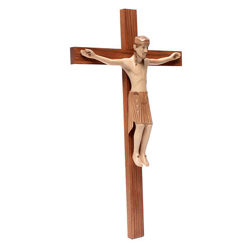 Romanischer Altenstadt Kruzifix aus Grödnertal Holz patiniert 3