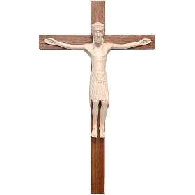 Altenstadt crucifix, romanesque in Valgardena wood, natural wax
