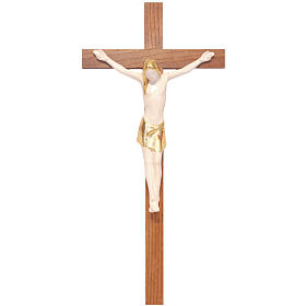 Stylised crucifix in Valgardena wood, antique gold