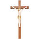 Stylised crucifix in Valgardena wood, antique gold s1