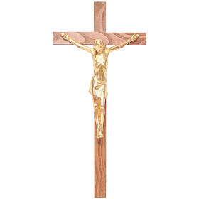 Crucifijo estilizado, madera Valgardena Dorado