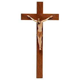 Stylised crucifix in Valgardena wood, multi-patinated
