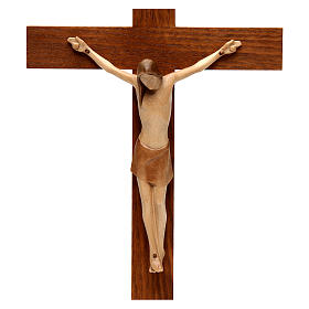 Crucifix stylisé bois ciré multinuances Valgardena