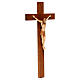 Stylised crucifix in Valgardena wood, multi-patinated s4