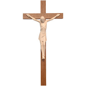 Crocifisso stilizzato legno Valgardena naturale cerato