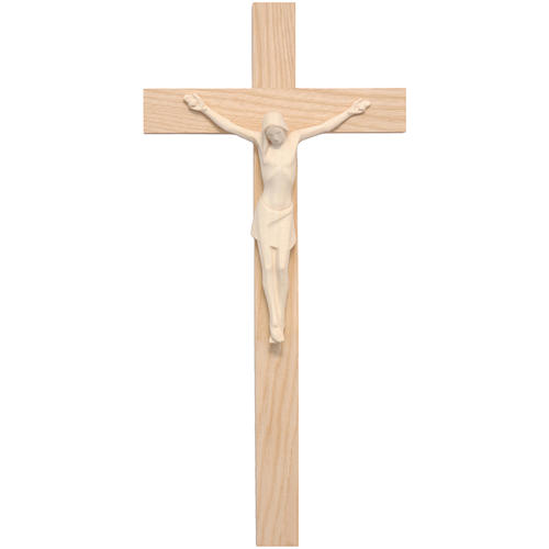 Stylised crucifix in natural Valgardena wood 1