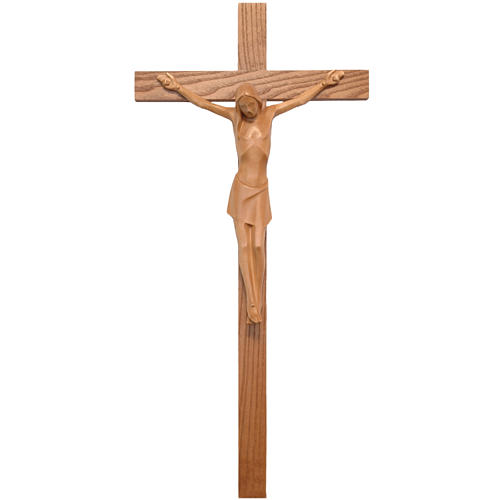 Stylised crucifix in patinated Valgardena wood 1