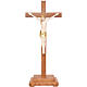 Stylised crucifix with base in Valgardena wood, antique gold s1