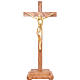 Stylised crucifix with base in Valgardena wood, gold s1