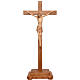 Stylised crucifix with base in Valgardena wood, multi-patinated s1
