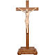 Stylised crucifix with base in Valgardena wood, natural wax s1