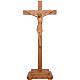 Stylised crucifix with base in patinated Valgardena wood s1