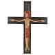 Wooden cross with Christ in relief with painted red mantle s1