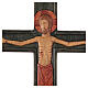Wooden cross with Christ in relief with painted red mantle s2