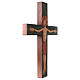 Wooden cross with Christ in relief with painted red mantle s4
