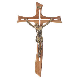 Crucifixos de Madeira: Cruz oliveira Cristo resina ouro 65 cm