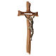 Crucifix in olive wood with Christ in golden resin measuring 65cm s2