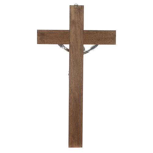 Croix noyer foncé Christ résine argent 65 cm 4
