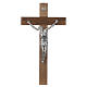 Croix noyer foncé Christ résine argent 65 cm s1