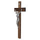 Croix noyer foncé Christ résine argent 65 cm s3
