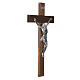 Croce noce scuro Cristo resina argento 65 cm s2