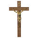 Krzyż drewno orzechowe ciemne ciało Chrystusa żywica złoto 65cm s1
