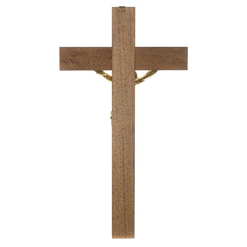 Cruz nogueira escura Cristo resina ouro 65 cm 4