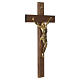 Cruz nogueira escura Cristo resina ouro 65 cm s2