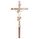 Crucifix bois noyer Christ peint s1