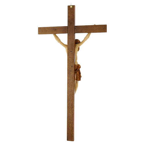 Crocifisso legno di noce Cristo dipinto 6