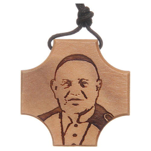 STOCK Olive wood Cross with Pope John XXIII engraving 1