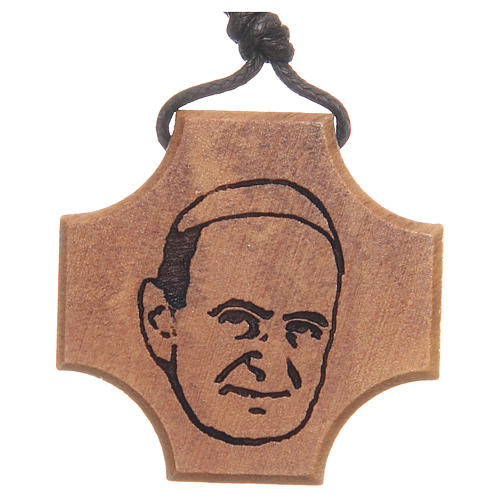 STOCK Olive wood Cross with Pope Paul VI engraving 1