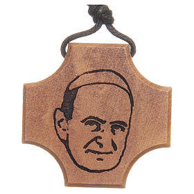 STOCK Olive wood Cross with Pope Paul VI engraving