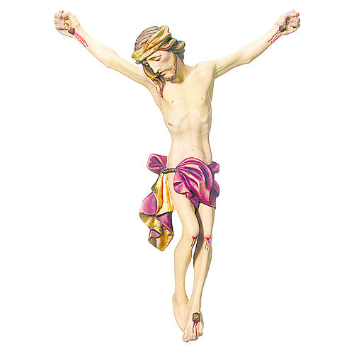 Body of Christ painted wood, red drape 1